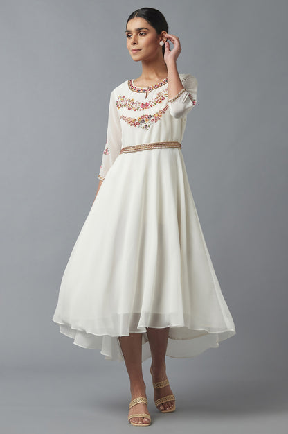 Ecru Embroidered Dress