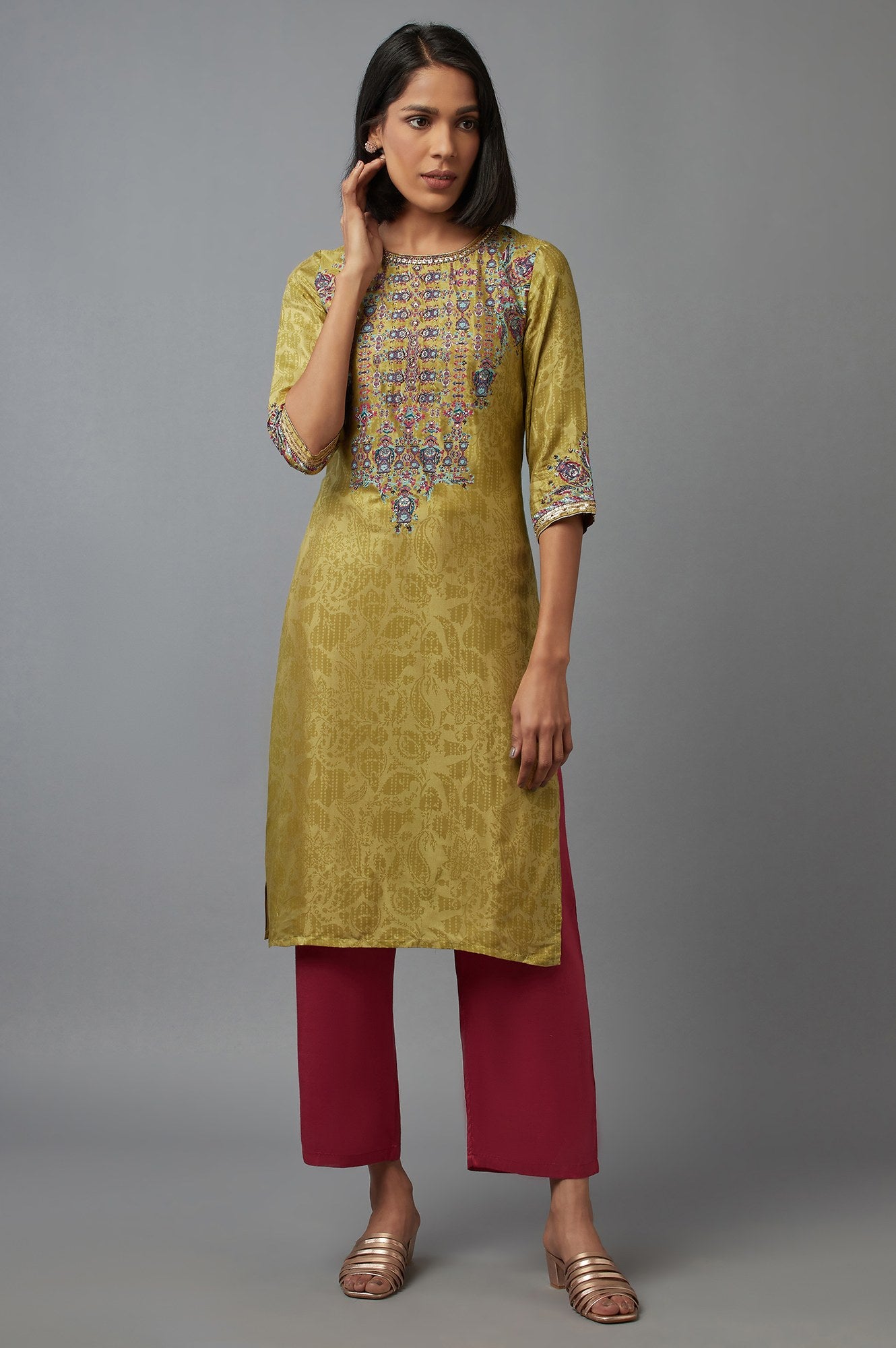 Green Printed kurta