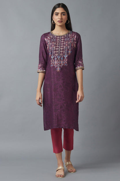 Purple Printed kurta - wforwoman