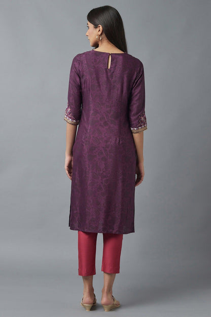 Purple Printed kurta - wforwoman