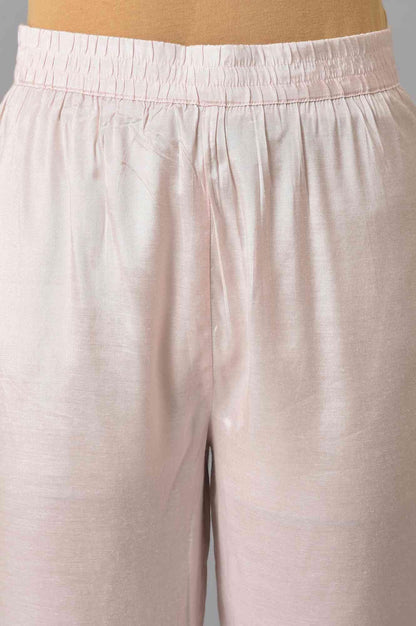 Pink Solid Slim Pants In Straight Silhouette - wforwoman