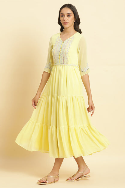 Yellow Heavy Festive Dress and Dupatta Set