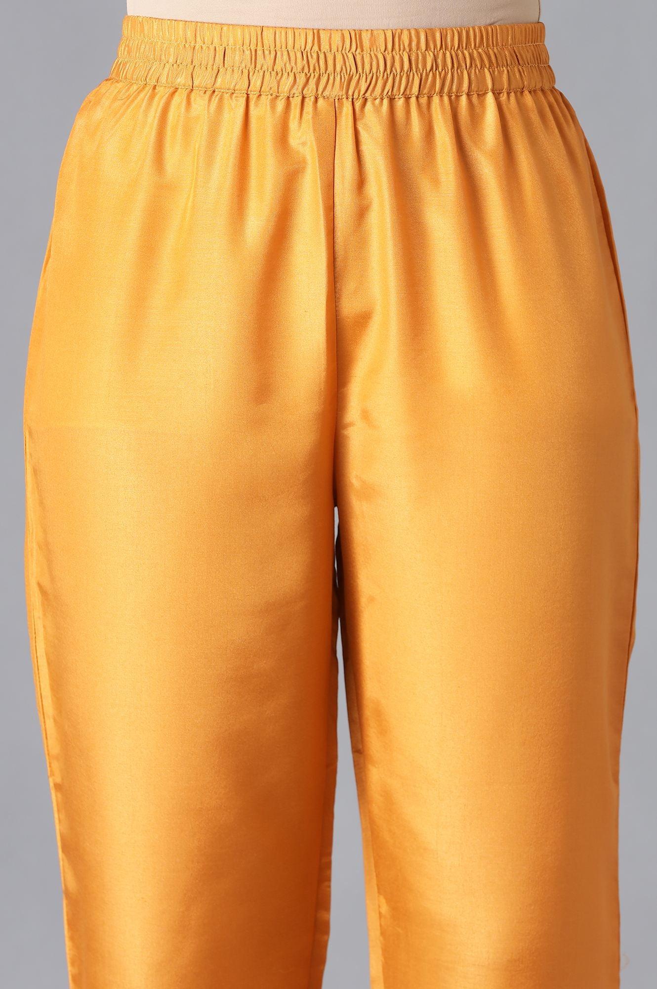 Teal Mock Layer kurta, Orange Parallel Pants And Dupatta Set - wforwoman