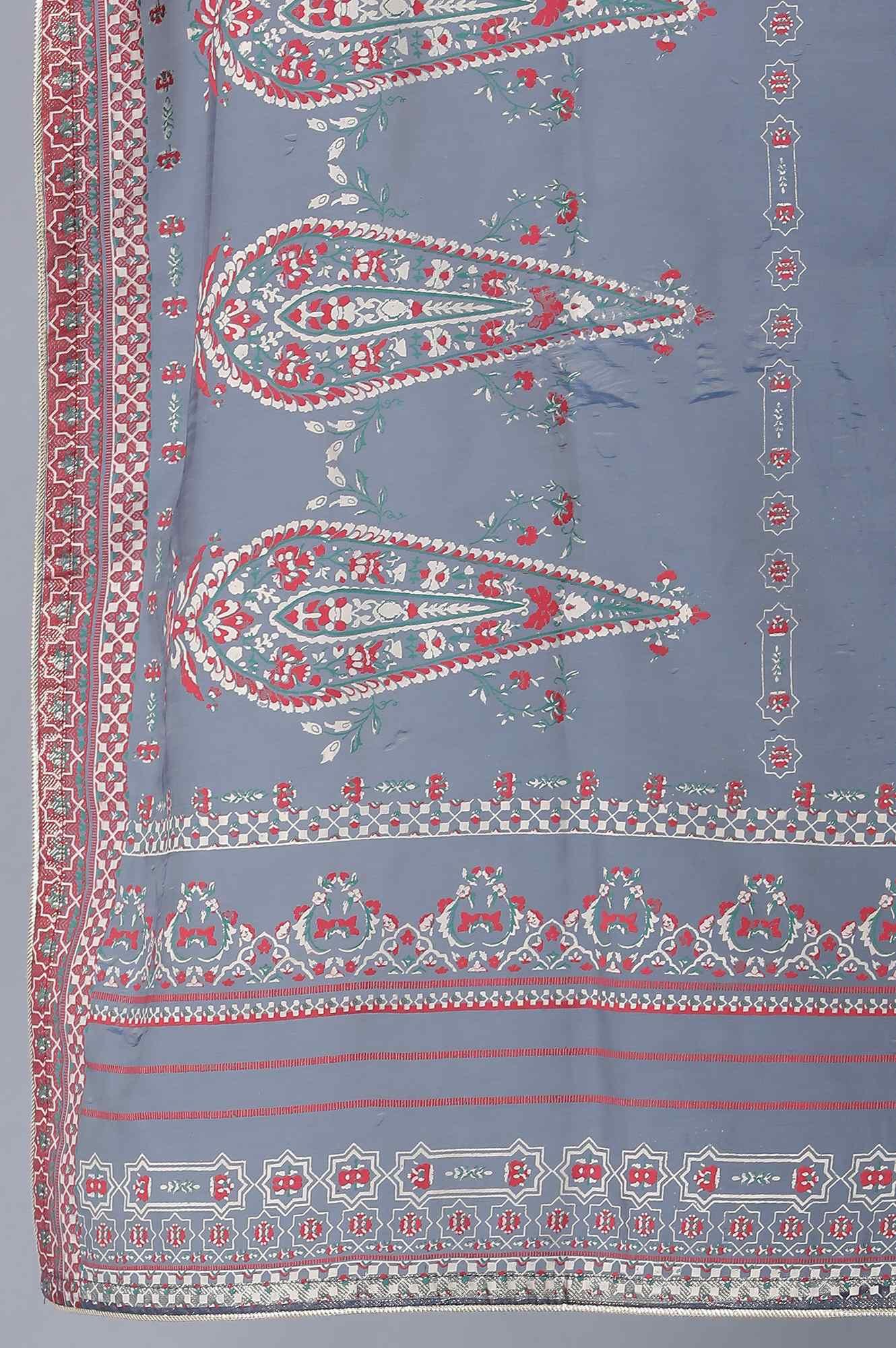 Blue Printed kurta, Parallel Pants and Dupatta Set - wforwoman