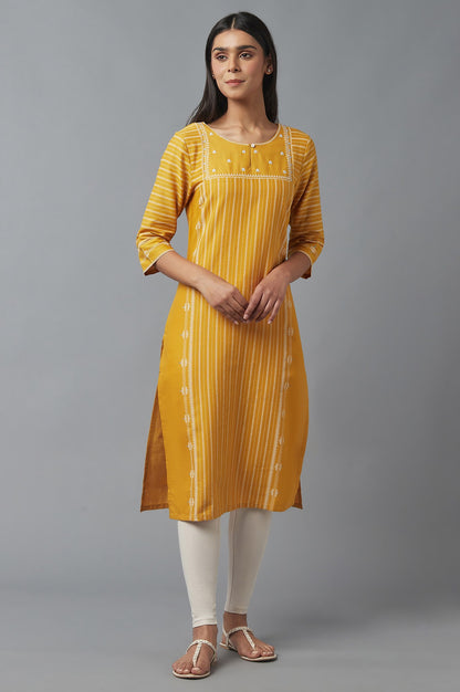 Yellow Embroidered kurta