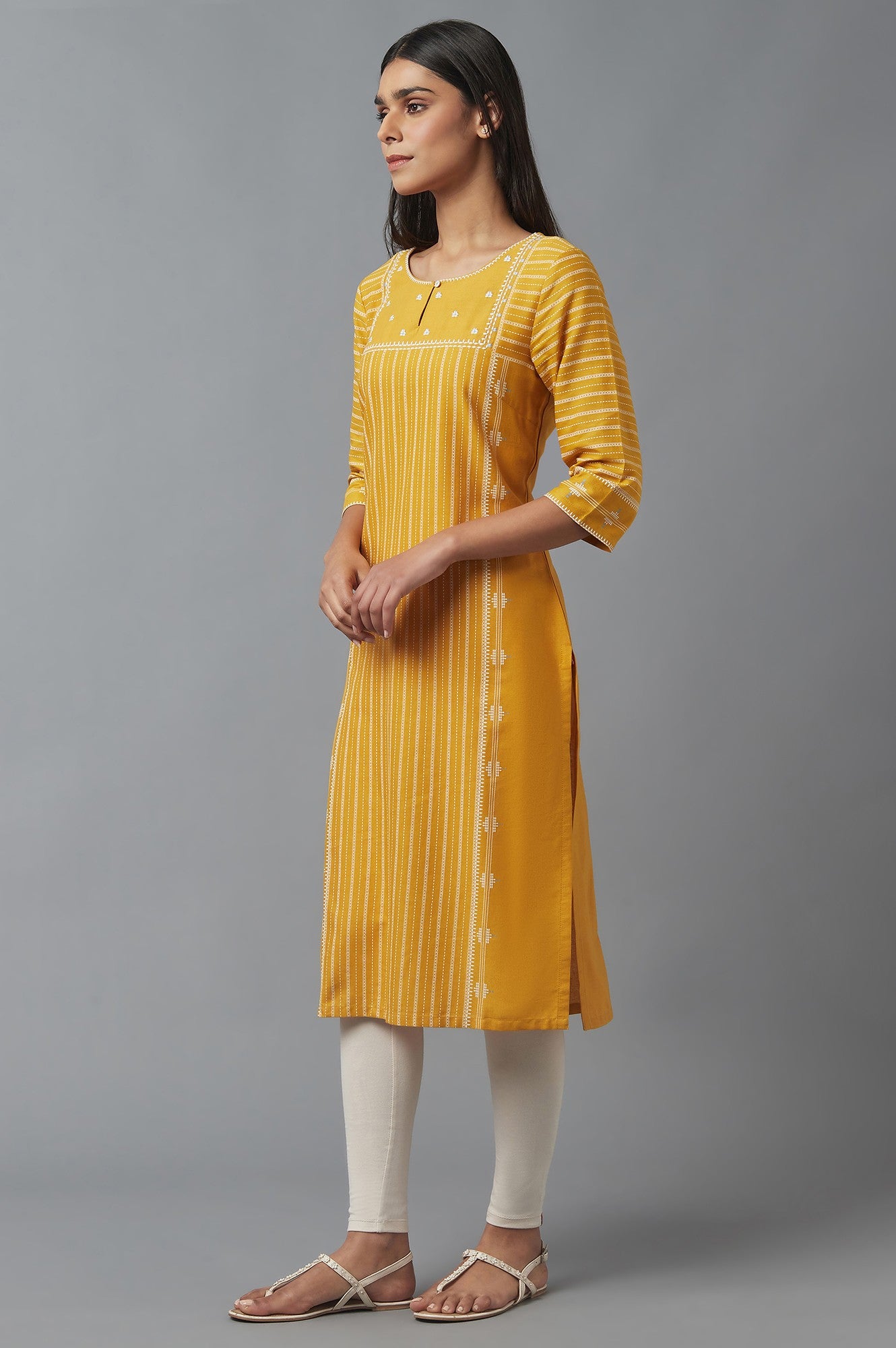 Yellow Embroidered kurta