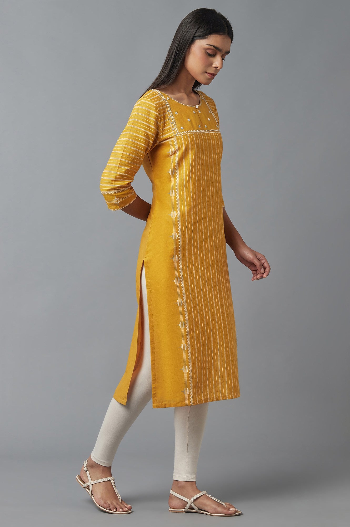 Yellow Embroidered kurta