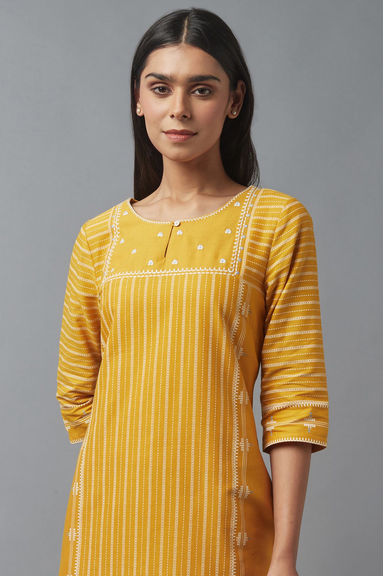 Yellow Embroidered kurta