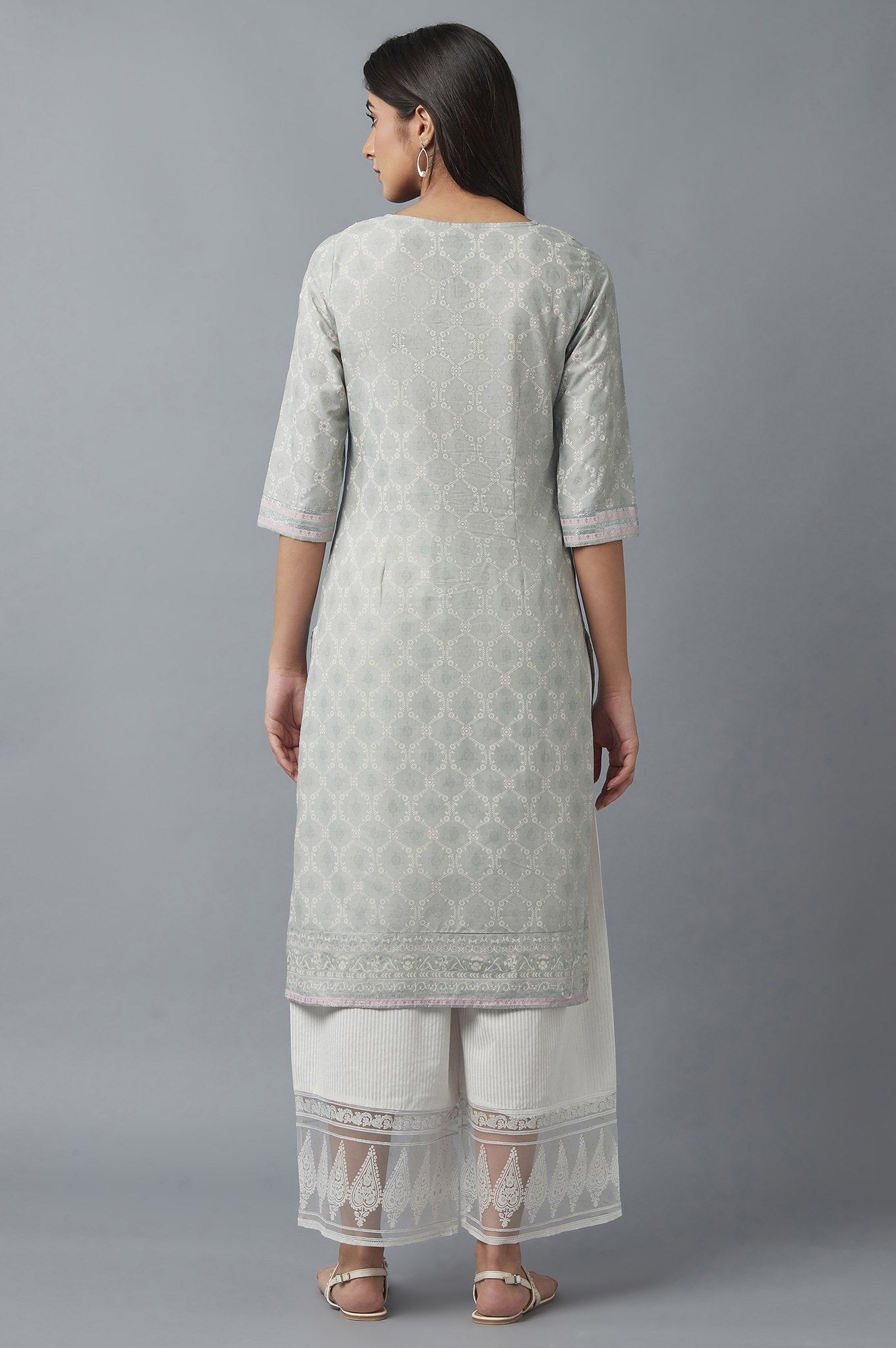 Pista Green Printed kurta with Embroidery