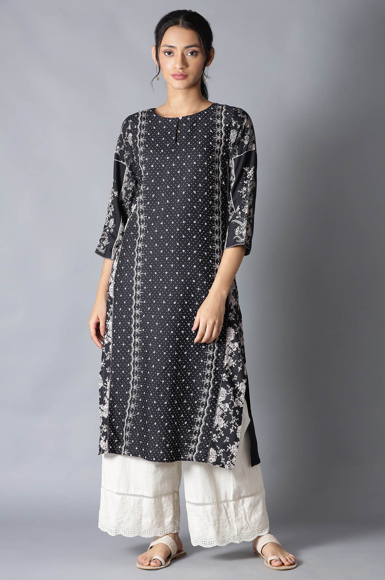 Black Printed kurta