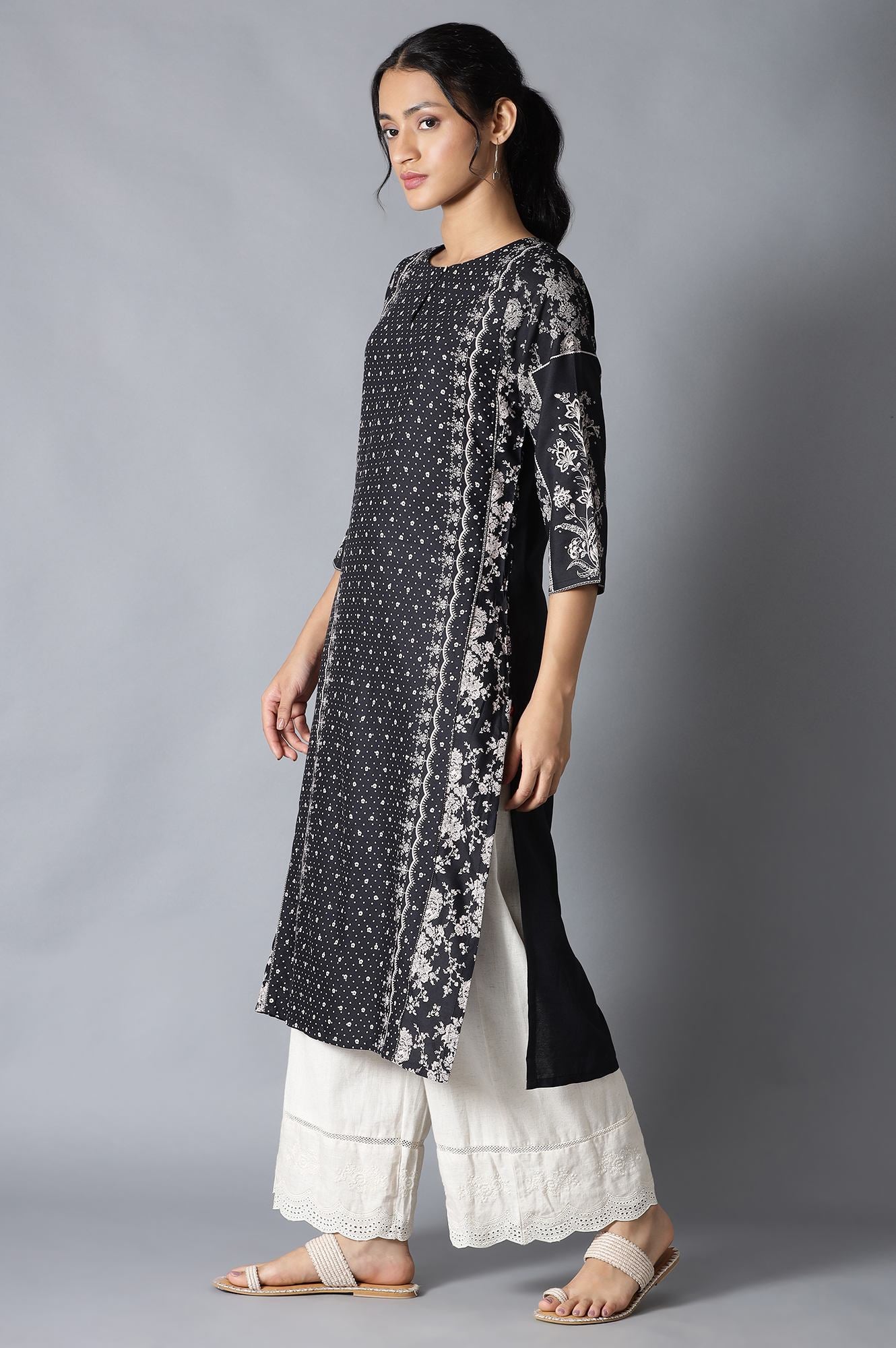 Black Printed kurta