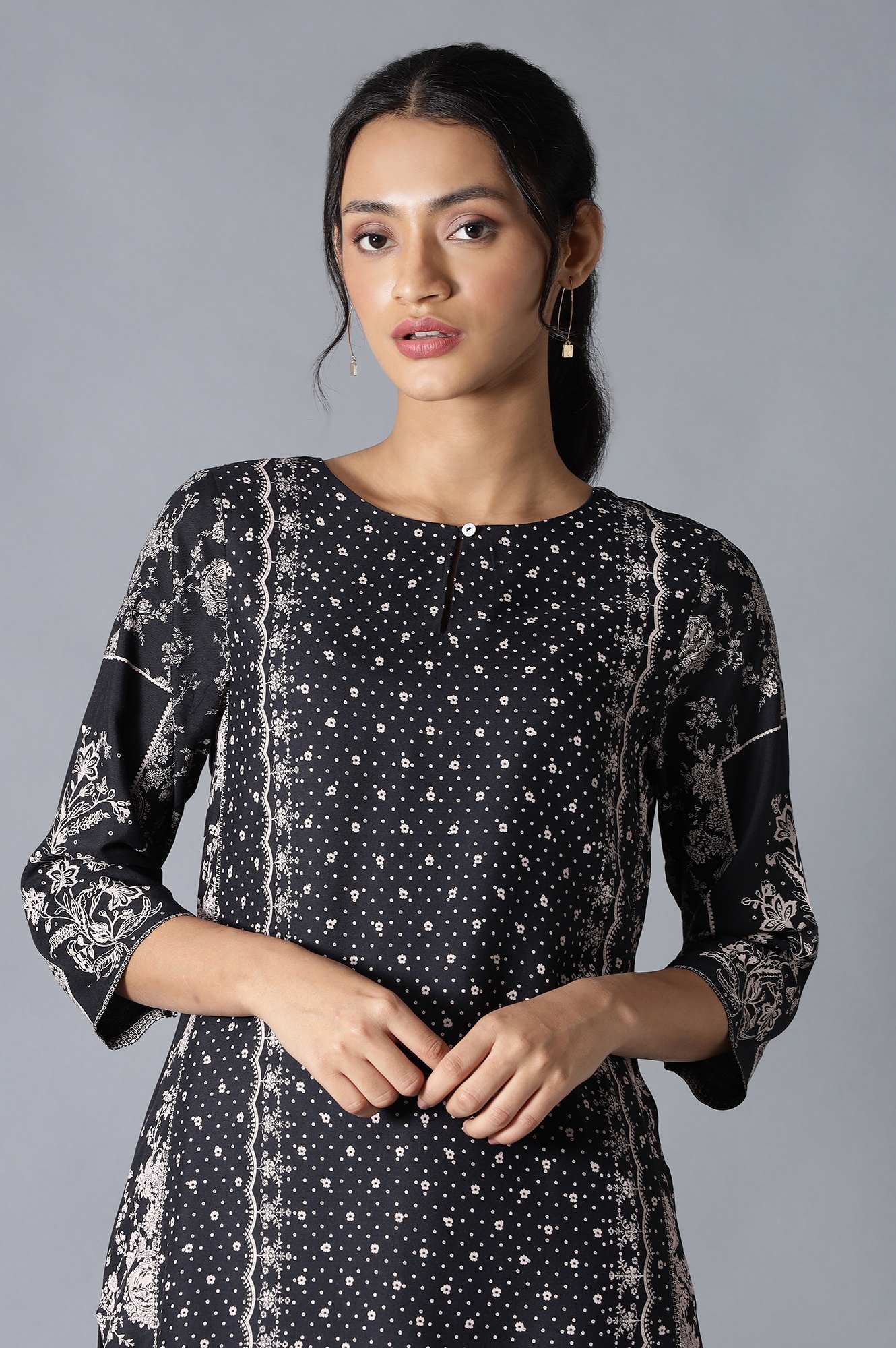 Black Printed kurta