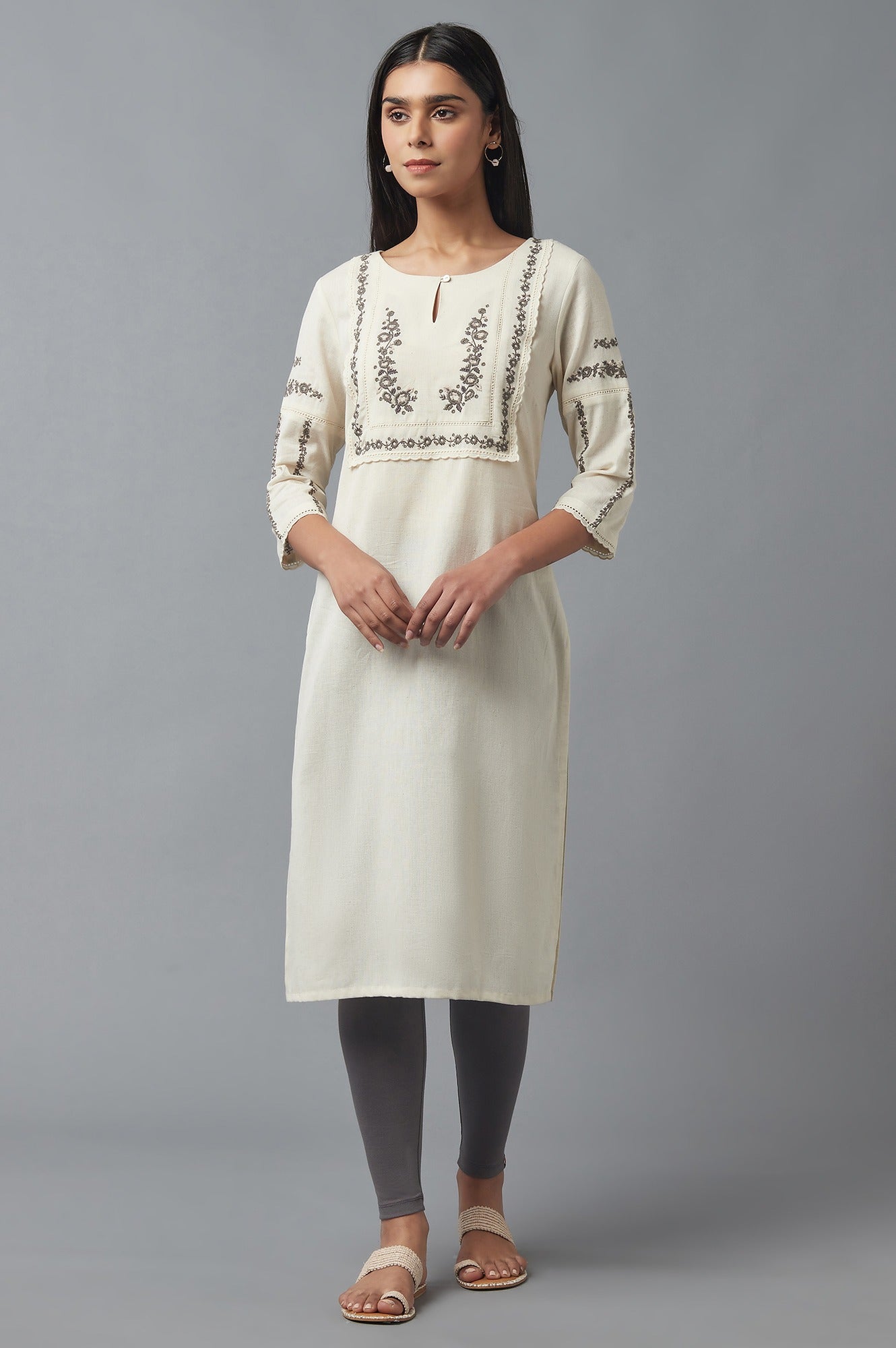 Off-White Embroidered kurta