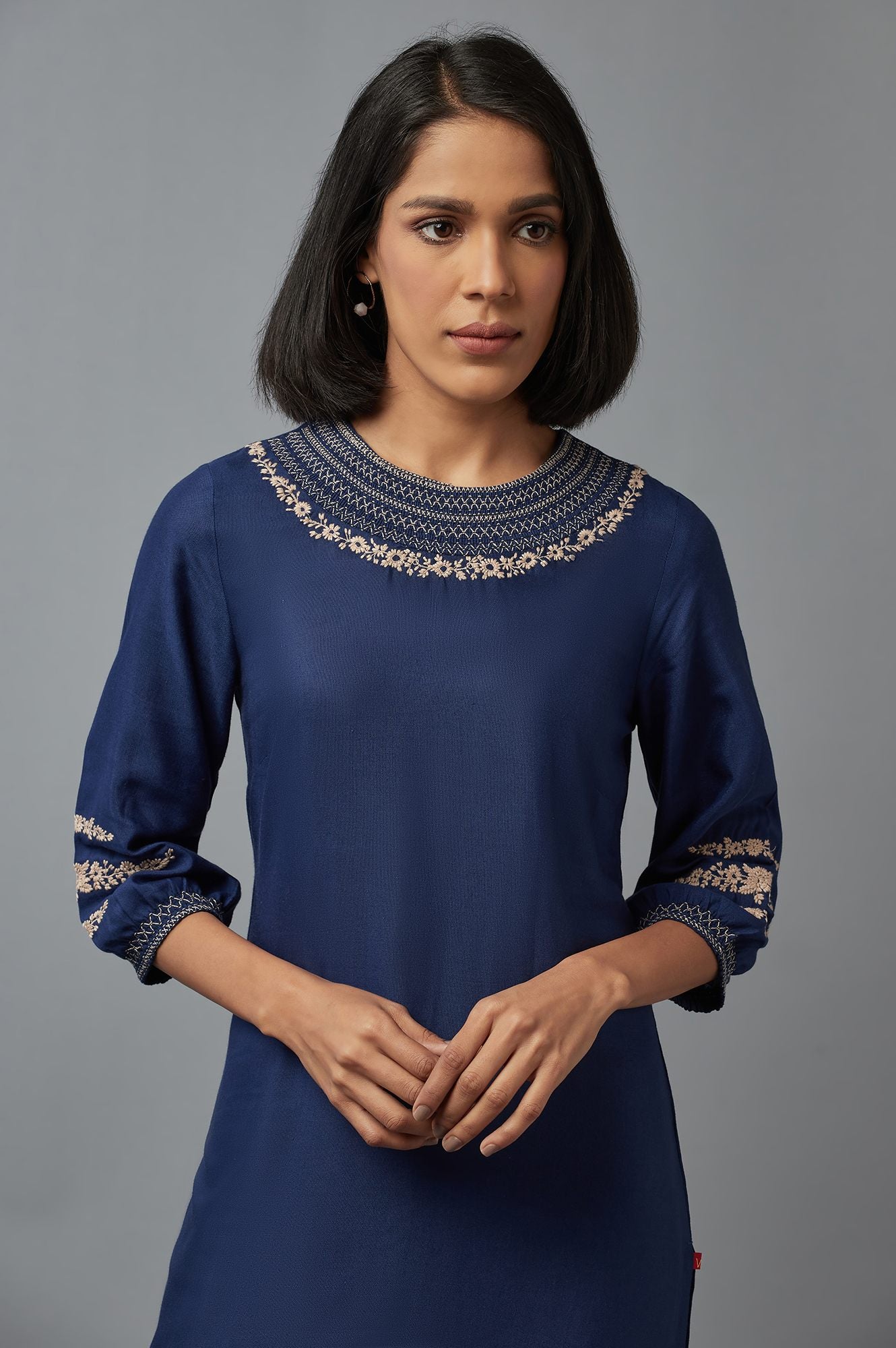 Navy Blue Embroidered kurta