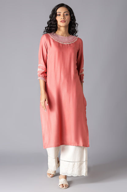 Pink Embroidered kurta