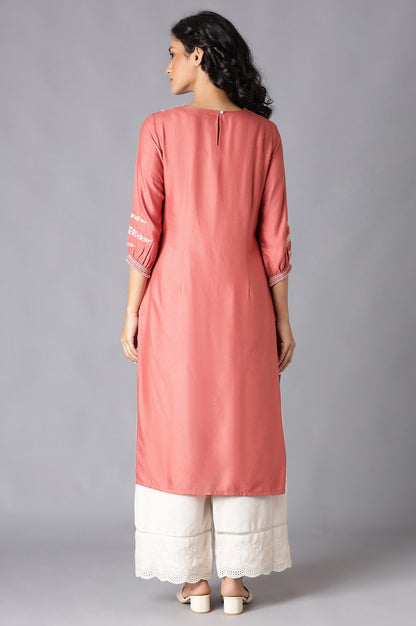 Pink Embroidered kurta