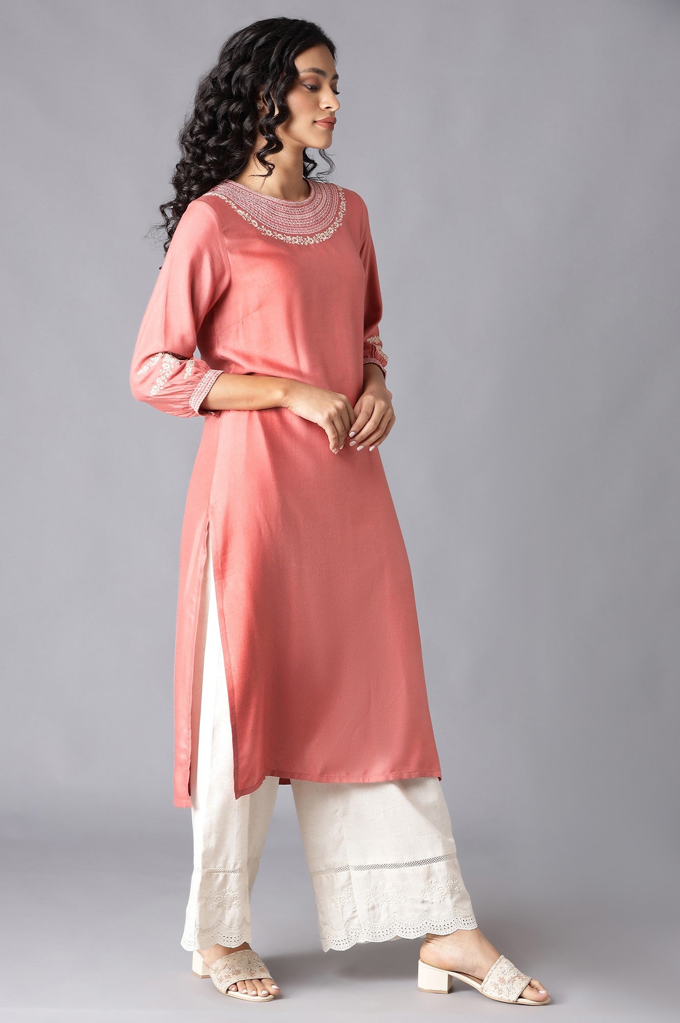 Pink Embroidered kurta