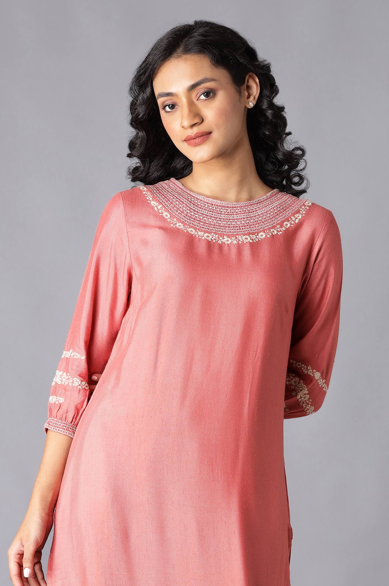 Pink Embroidered kurta