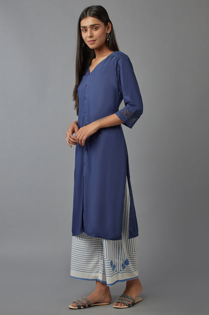 Navy Blue Button Down kurta