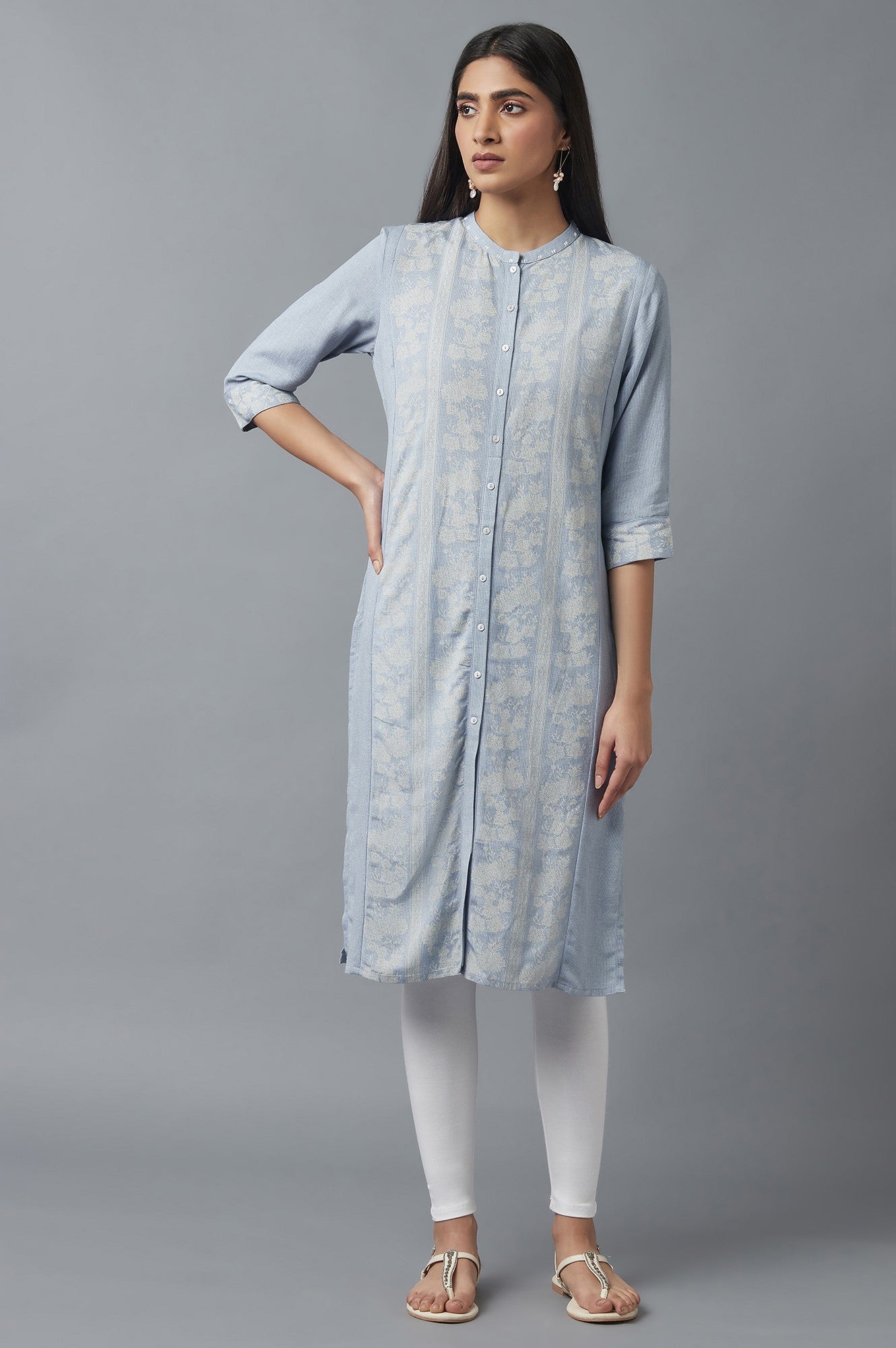 Chambray Blue Button Down kurta