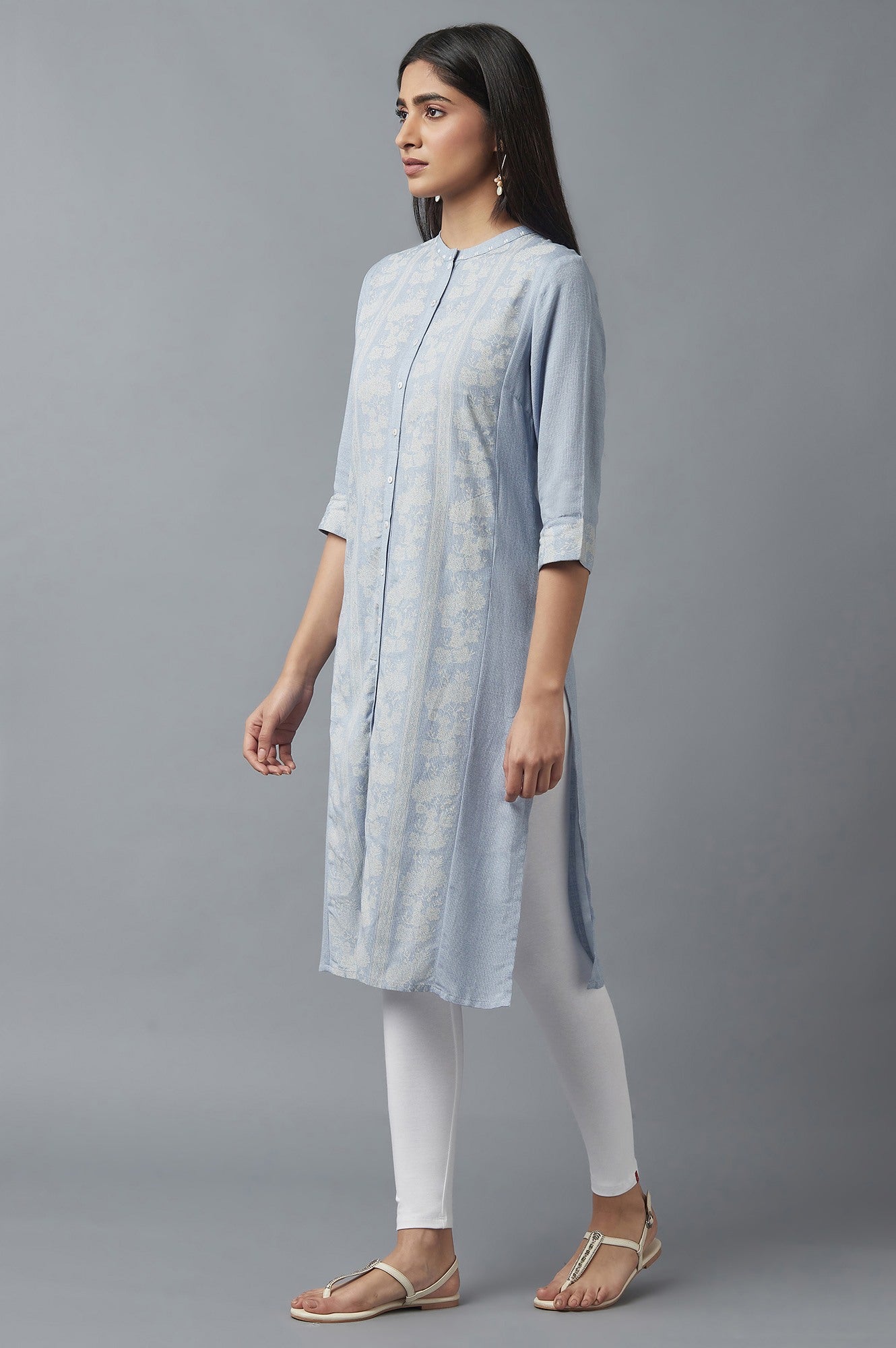 Chambray Blue Button Down kurta