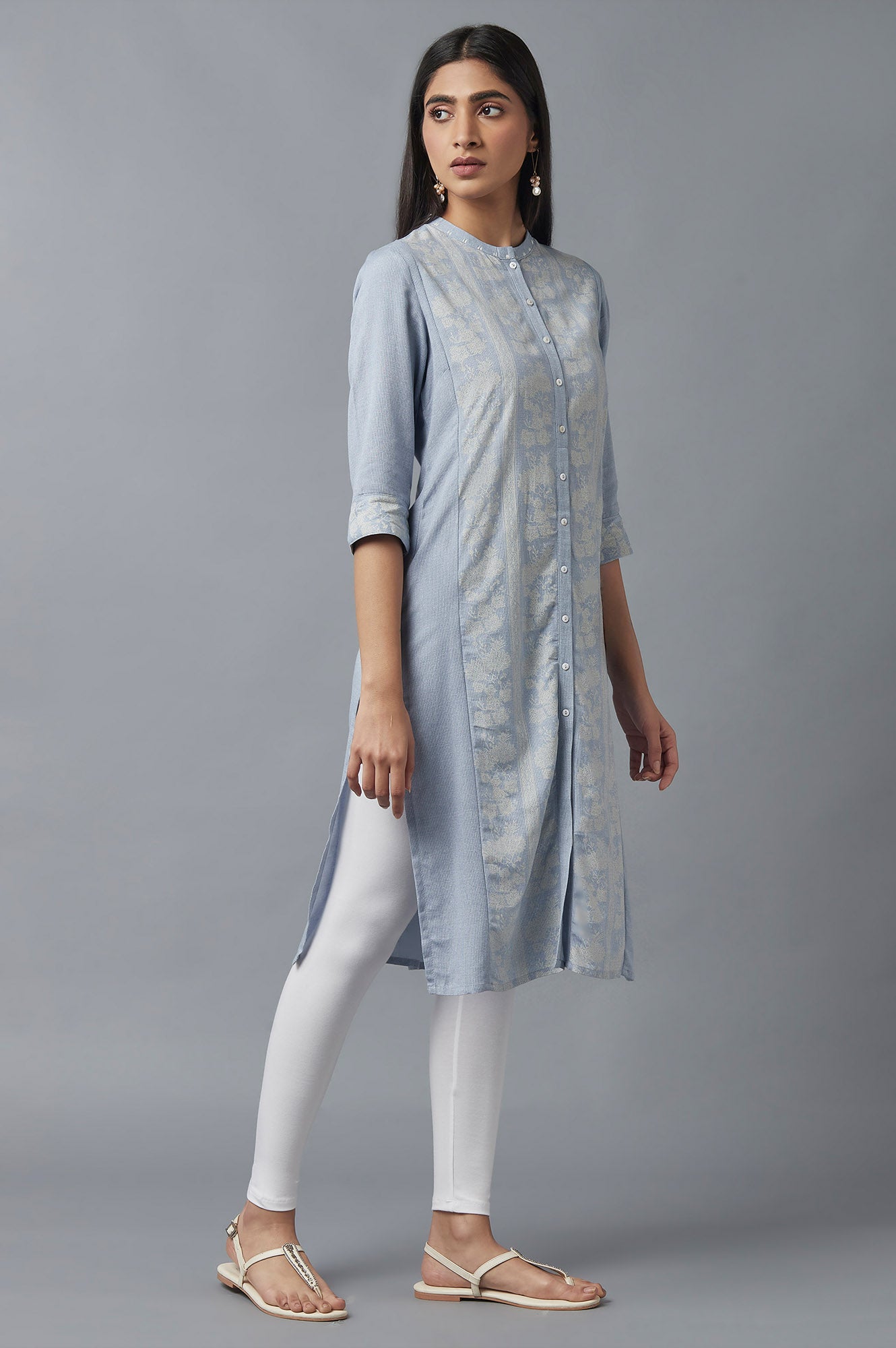 Chambray Blue Button Down kurta