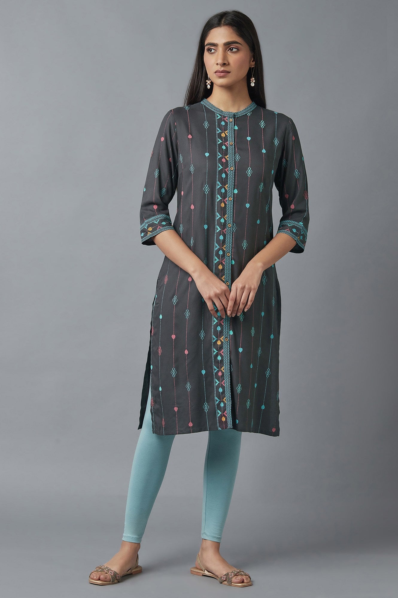 Forged Iron Grey Printed kurta