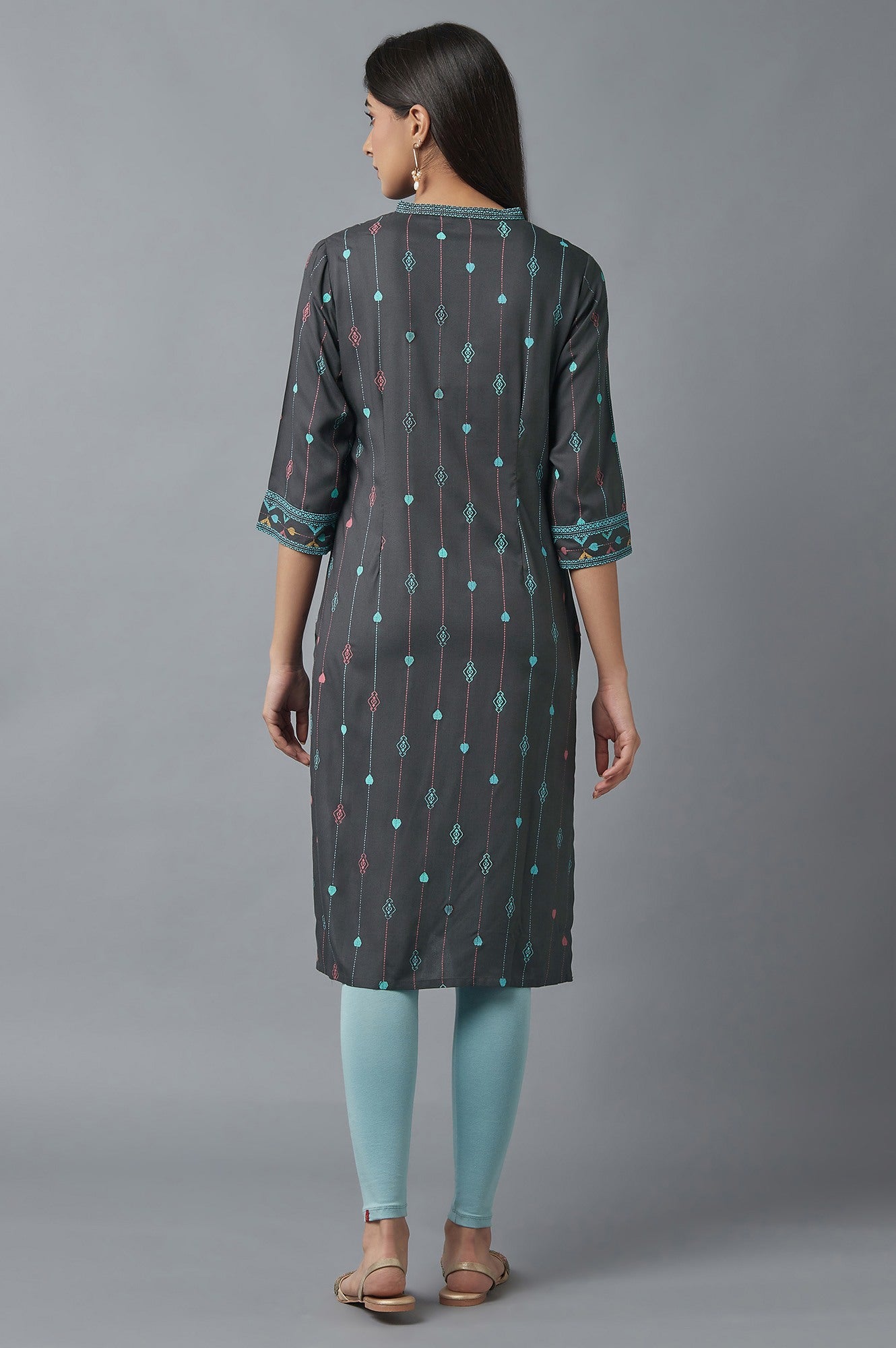 Forged Iron Grey Printed kurta