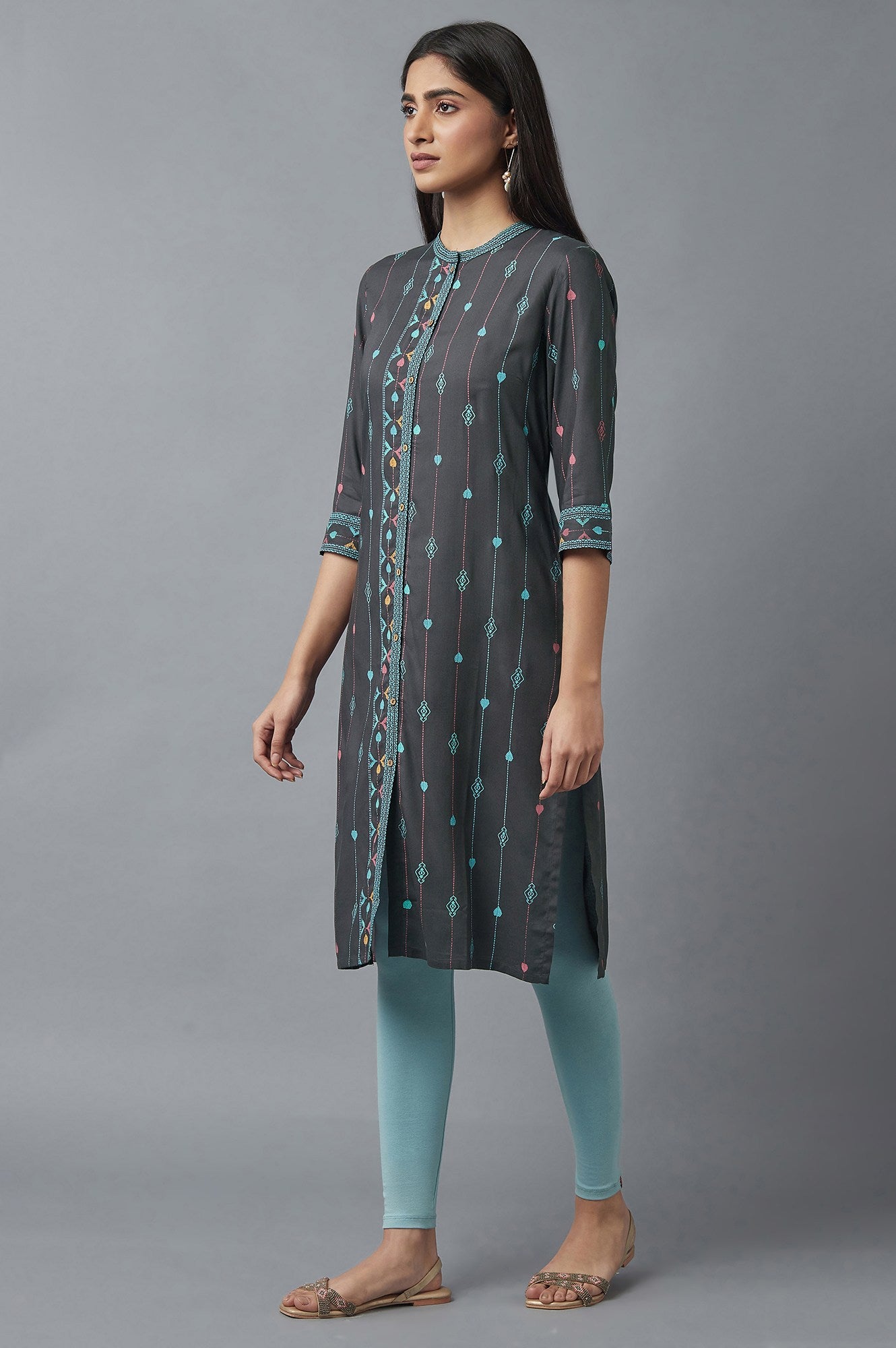 Forged Iron Grey Printed kurta