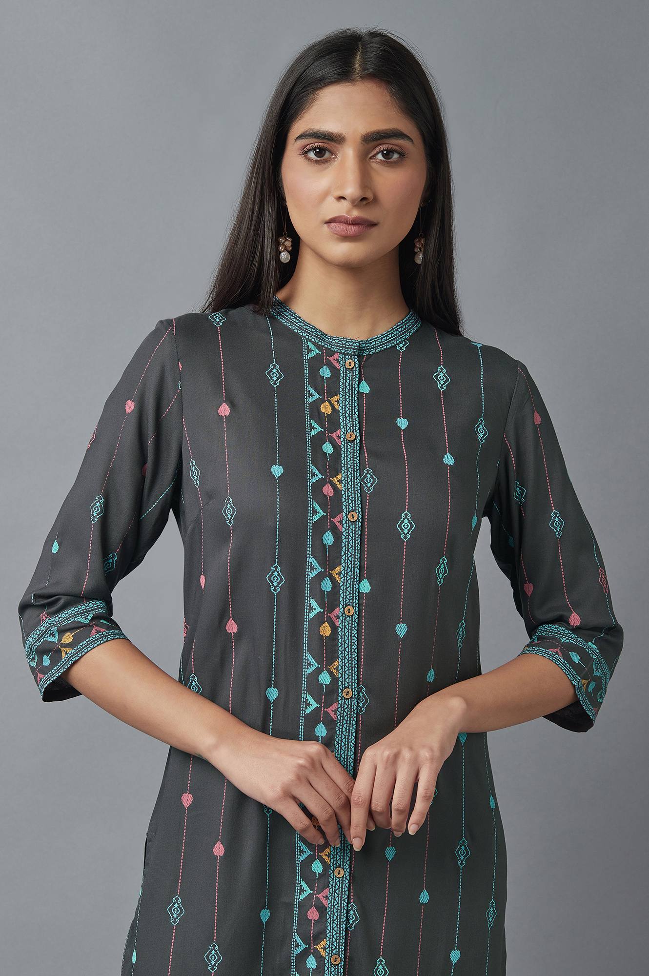 Forged Iron Grey Printed kurta