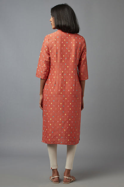 Orange Printed kurta