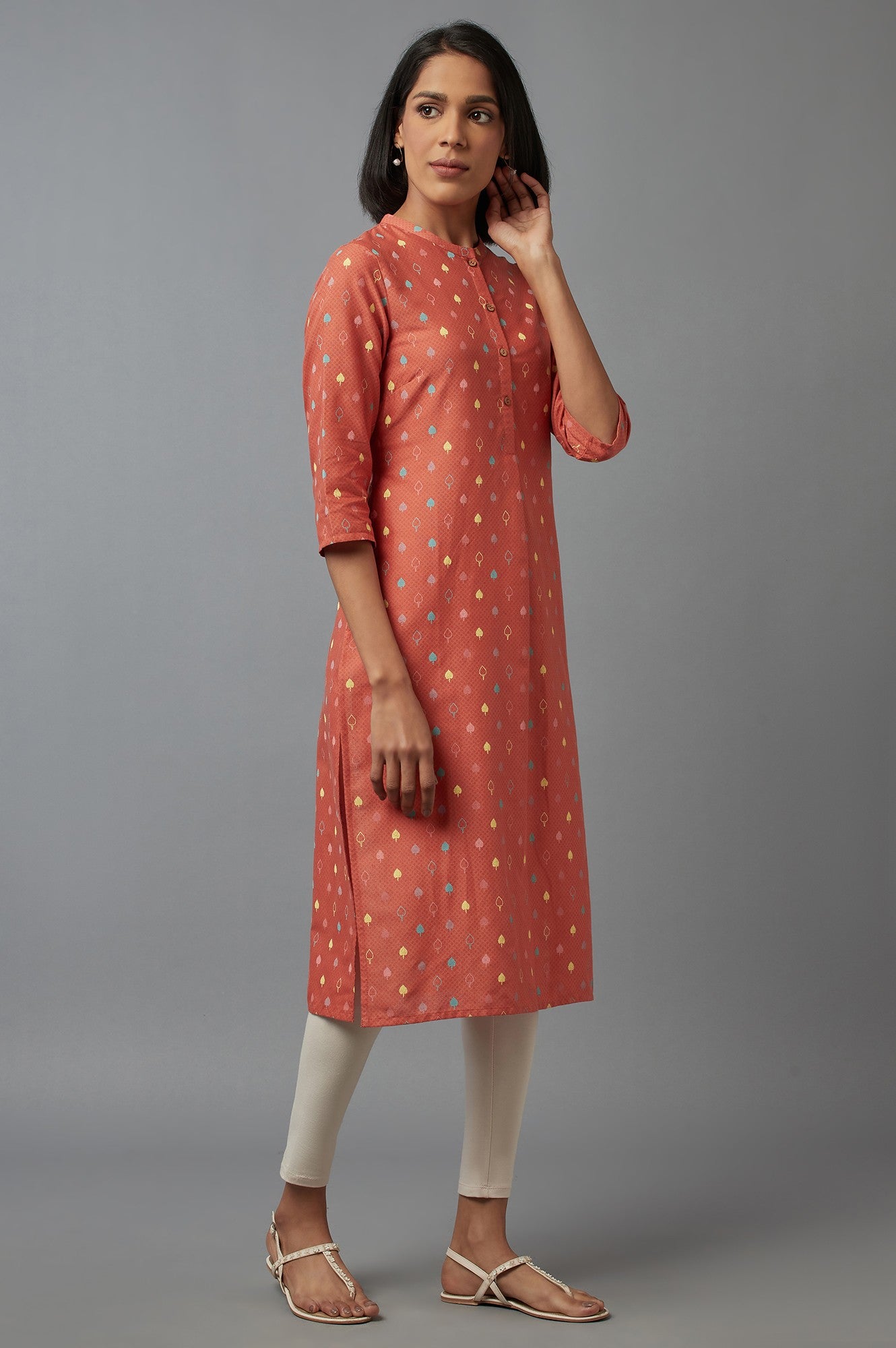 Orange Printed kurta