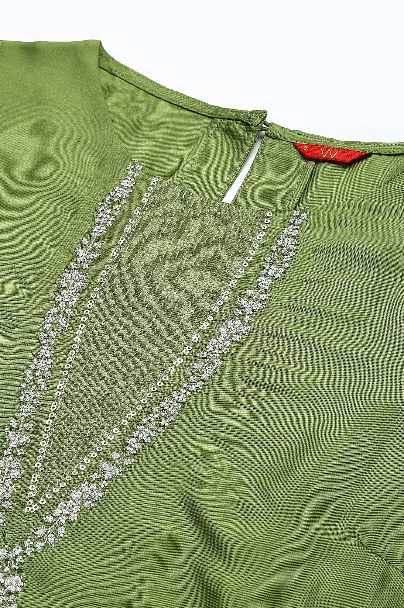 Green Embroidered Festive kurta
