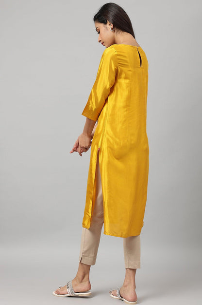 Yellow Embroidered Festive kurta - wforwoman