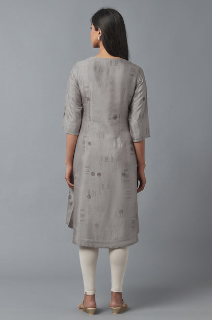 String Grey High-Low kurta