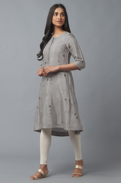 String Grey High-Low kurta