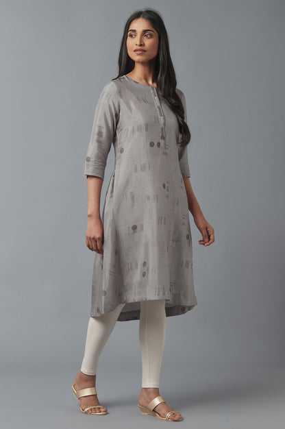 String Grey High-Low kurta