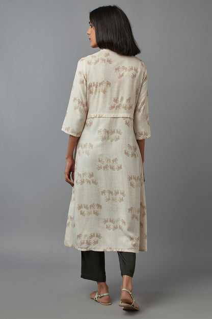 New Beige Front Open kurta