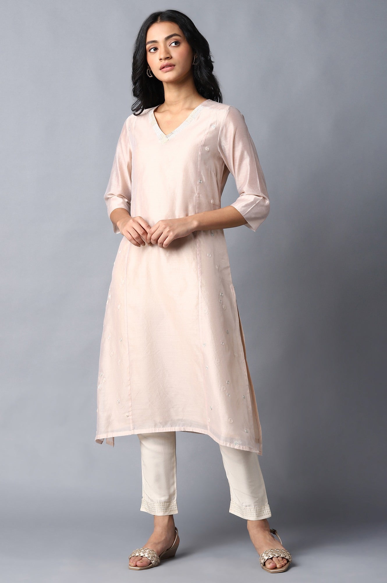 Blush Pink Embroidered kurta