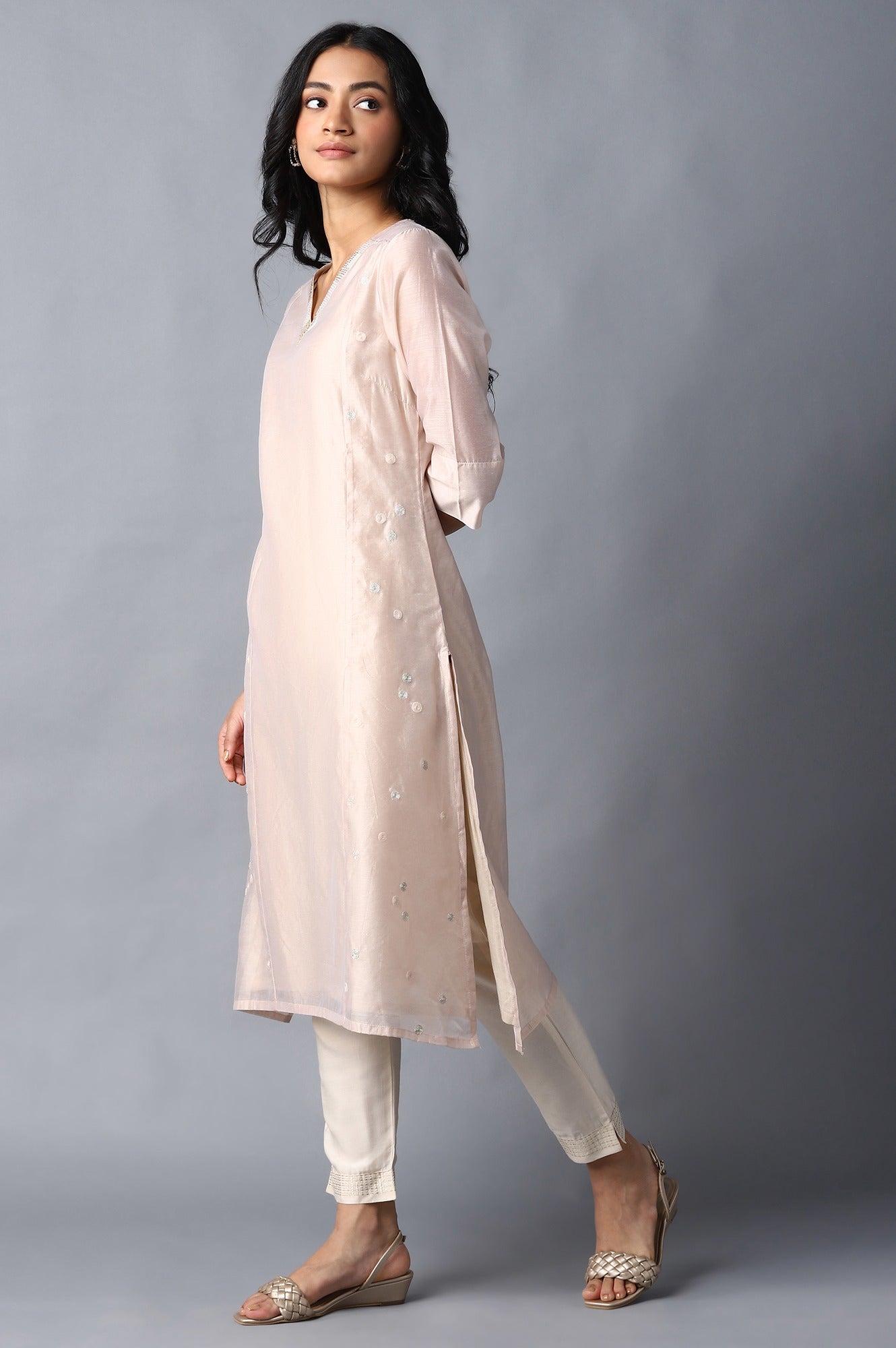 Blush Pink Embroidered kurta