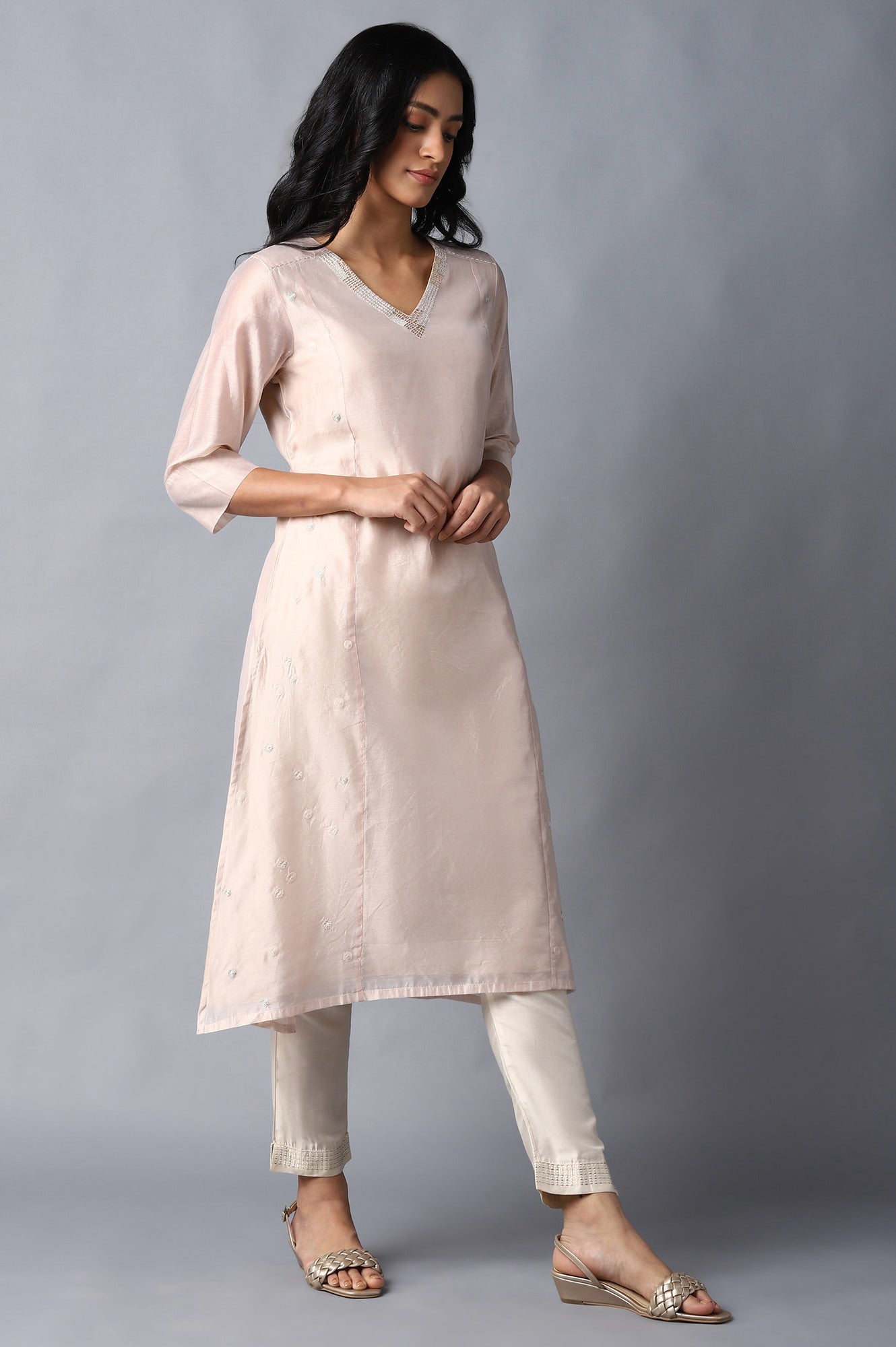 Blush Pink Embroidered kurta