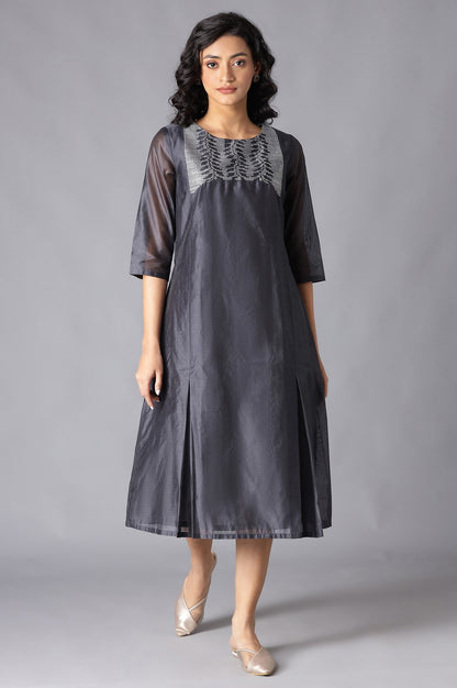 Dark Grey Embroidered kurta