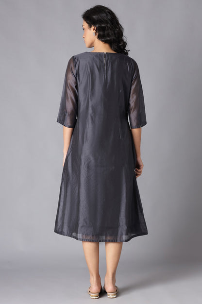 Dark Grey Embroidered kurta