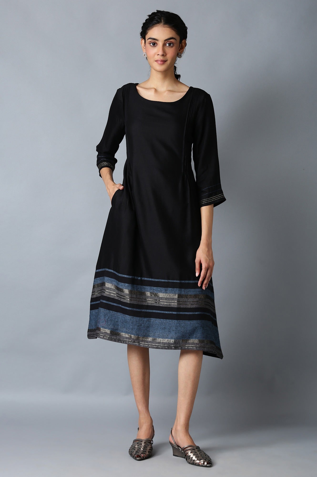 Jet Black A-Line kurta