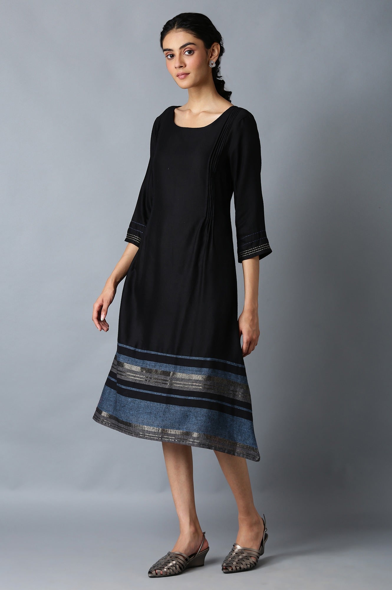 Jet Black A-Line kurta