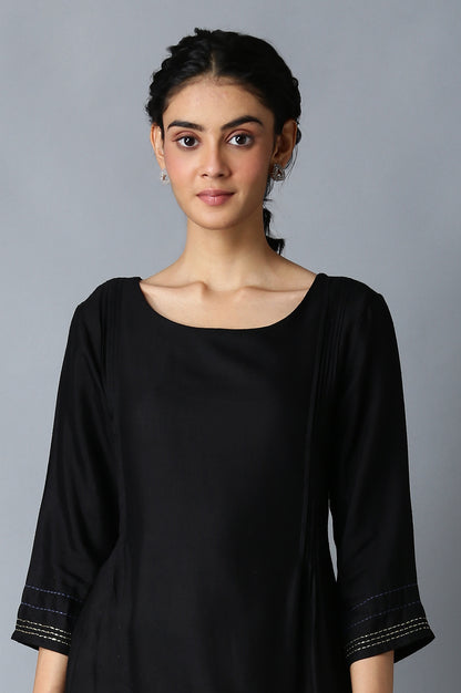 Jet Black A-Line kurta