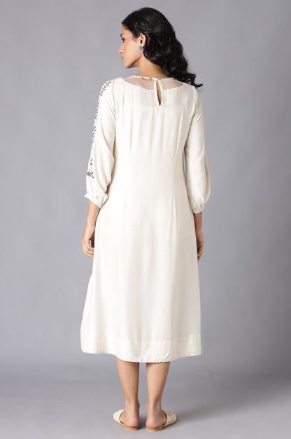 Ecru Embroidered Dress