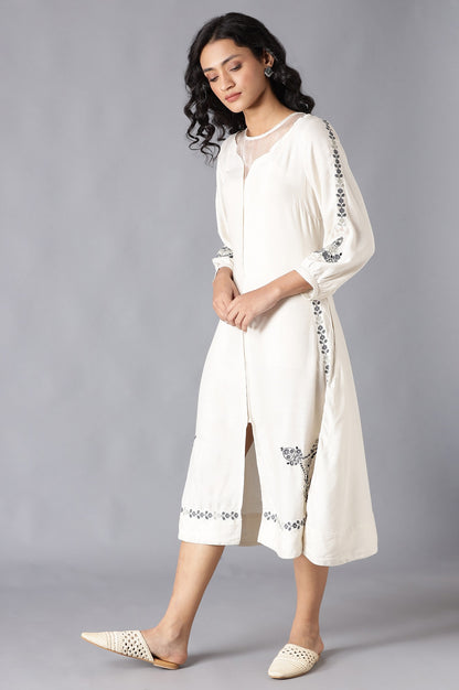 Ecru Embroidered Dress