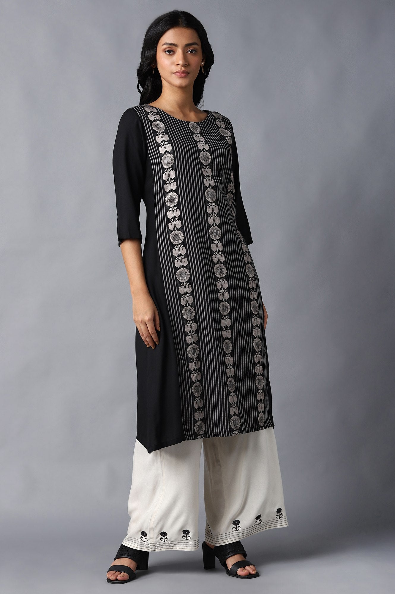 Jet Black A-Line kurta