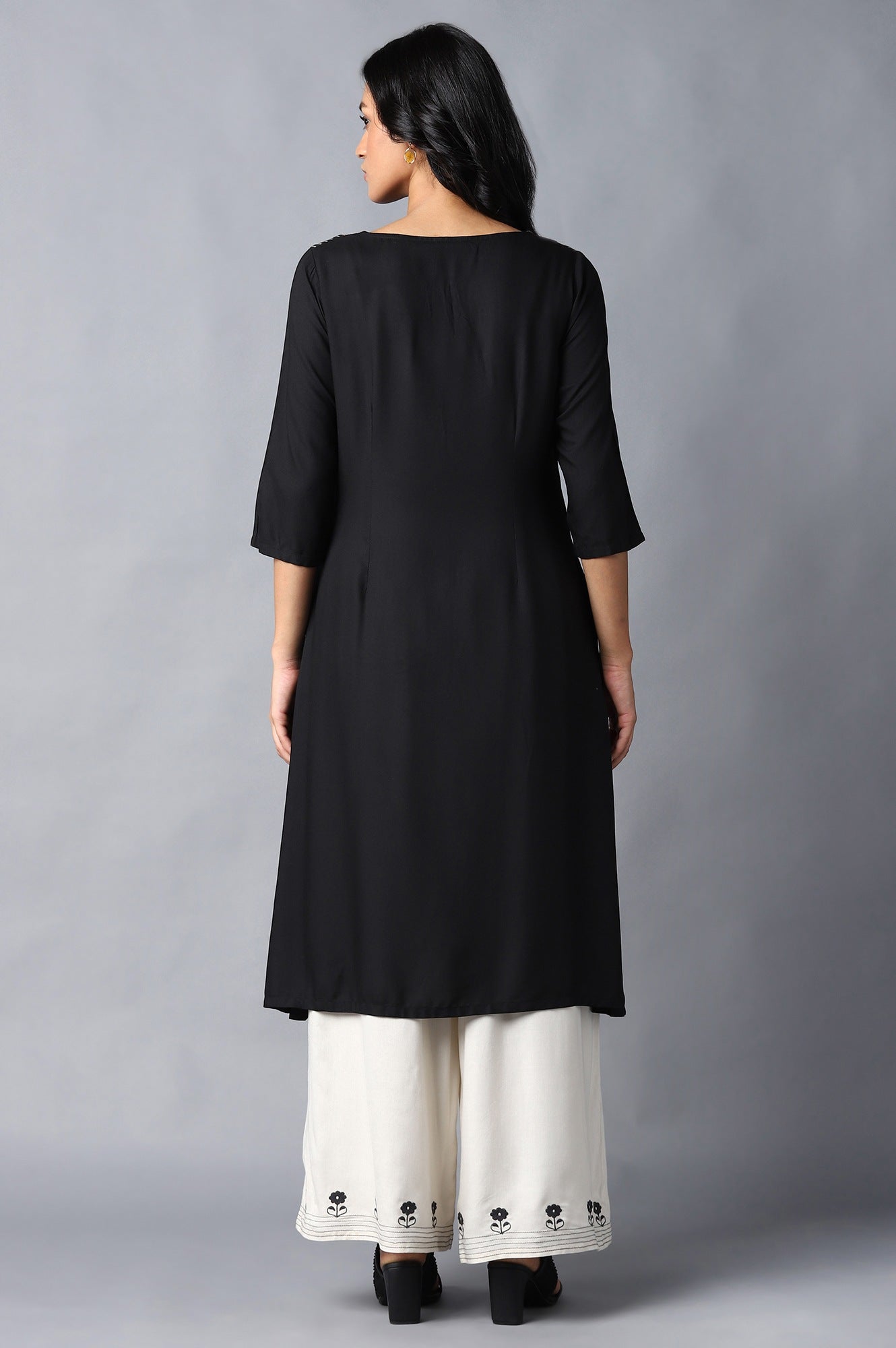 Jet Black A-Line kurta